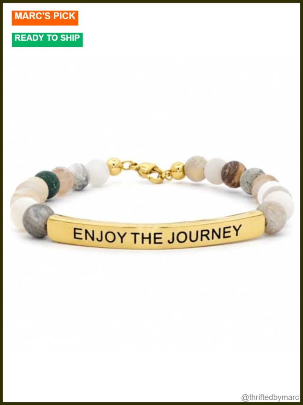 Natural Gemstone Stretch Bracelet Stainless Steel Bar Inspirational